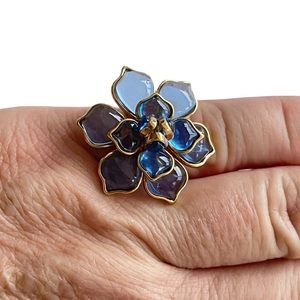 VTG gripoix revival rare poured glass red French adjustable ring